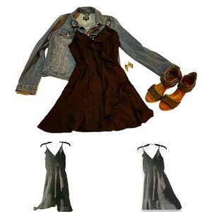 💸⬇️ *VINTAGE* Express LBD Spaghetti Strap Ruffle Sundress | Black | Size Small